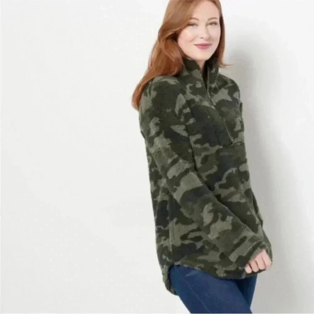 Koolaburra by UGG Sherpa Pullover Sage Green Camo Sz S